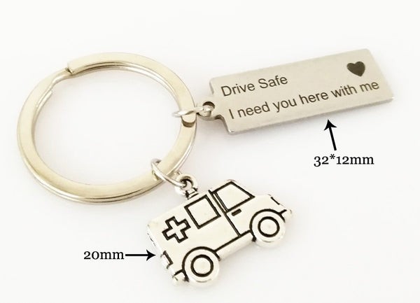 Drive Safe Ambulance Keychain