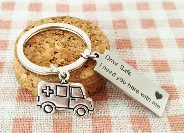 Drive Safe Ambulance Keychain