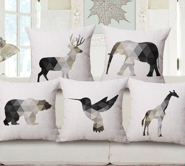 Monochrome Geometric Animal Pillow Cases