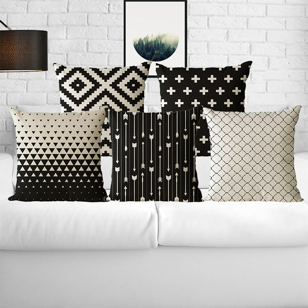 Monochrome Geometric Pillow Cases