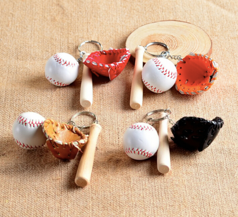 1, 6 or 12 Pcs Baseball Ball, Bat & Glove Keychain