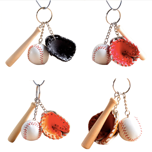 1, 6 or 12 Pcs Baseball Ball, Bat & Glove Keychain