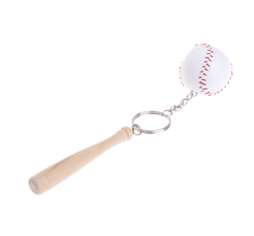 1, 6 or 12 Pcs Baseball Ball & Bat Keychain
