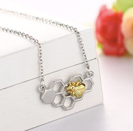 Honeycomb Bee Necklace