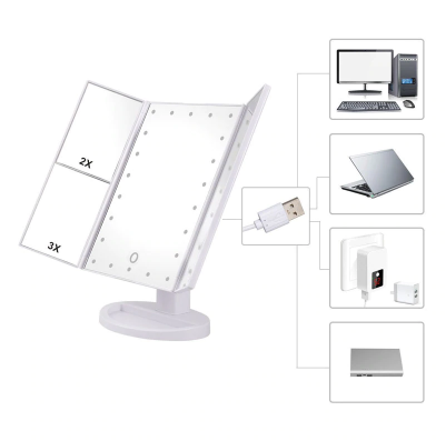 LED Touch Screen Makeup Mirror With Magnification