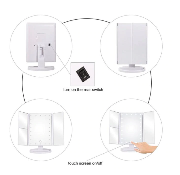 LED Touch Screen Makeup Mirror With Magnification