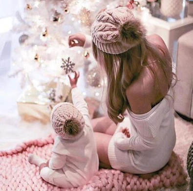 Mom & Baby Matching Knitted Beanie