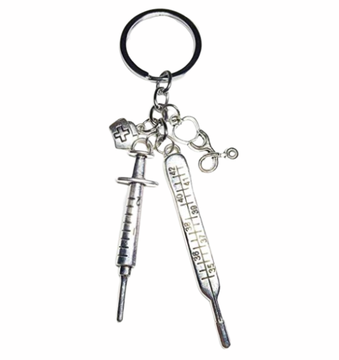 Thermometer & Syringe Medical Keychain