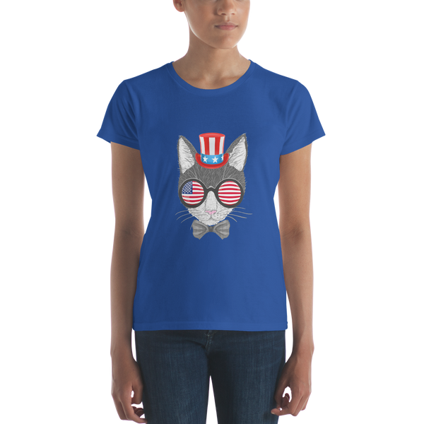 Gray Cat With Hat & Sunnies Women's Tee
