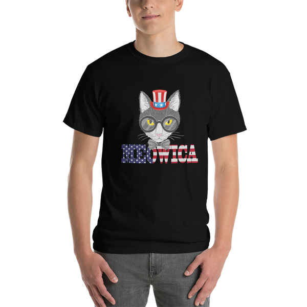 Gray Cat With Hat USA Men's Tee