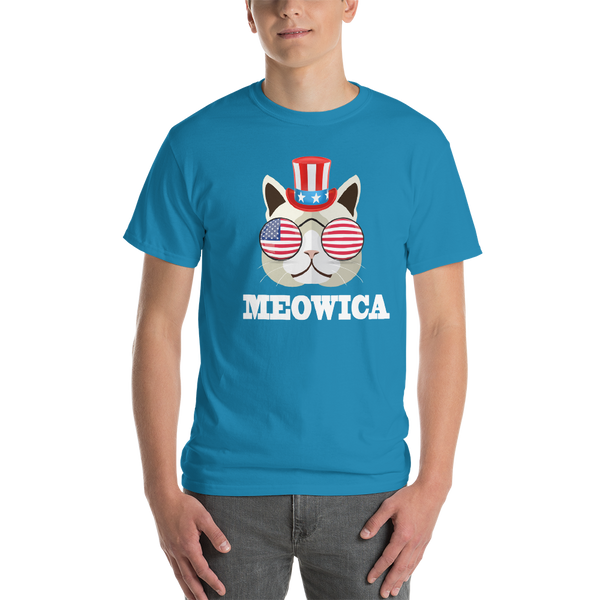 Funky Cat With Hat & Sunnies USA White Men's Tee