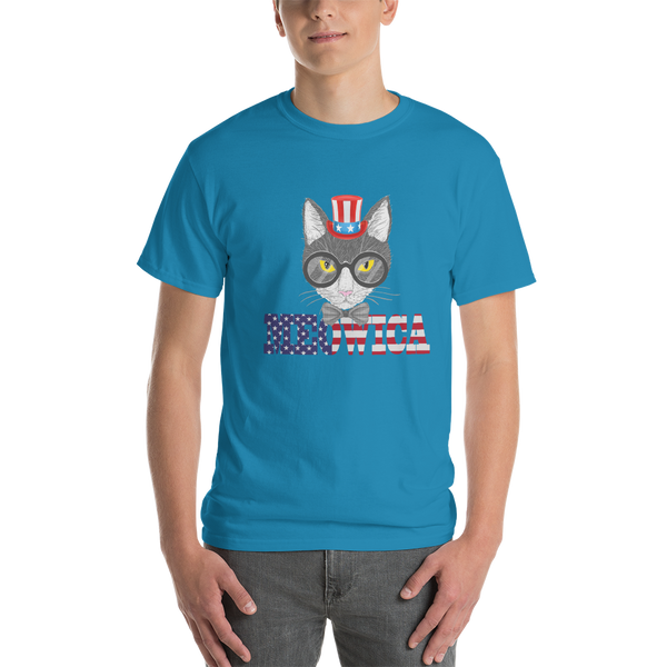 Gray Cat With Hat USA Men's Tee