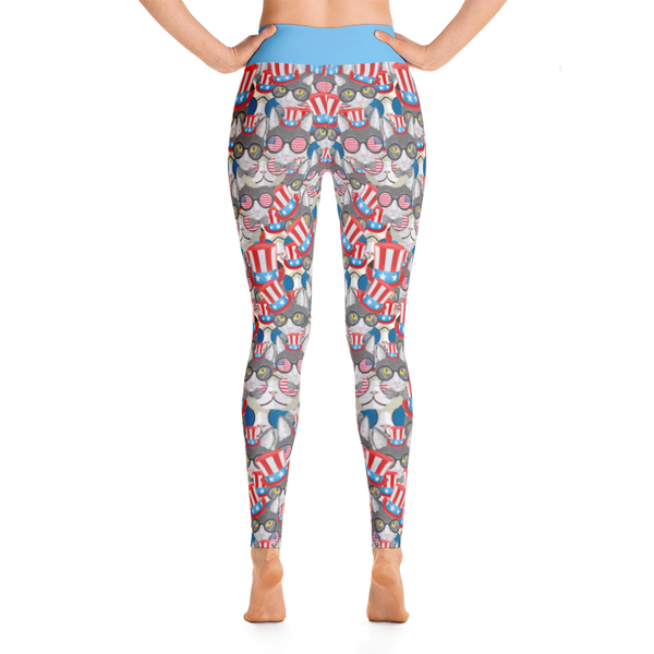 USA Cats Overload Blue Top Yoga Leggings