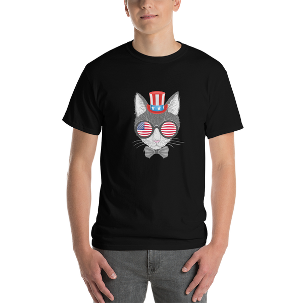 Gray Cat With Hat & Sunnies Men's Tee
