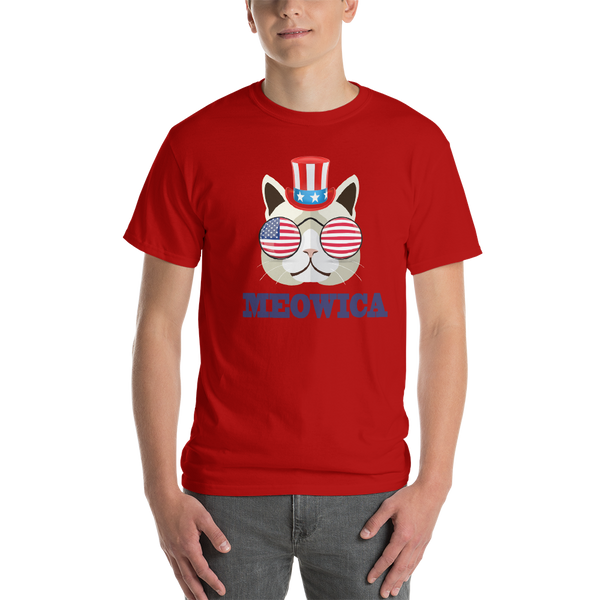 Funky Cat With Hat & Sunnies USA Blue Men's Tee