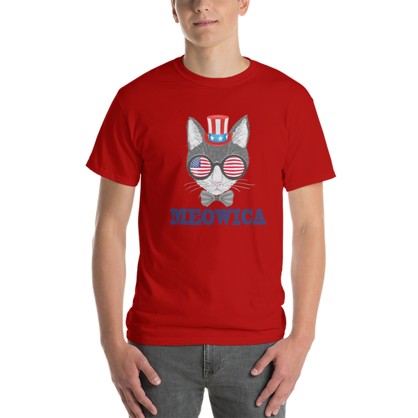 Gray Cat With Hat & Sunnies USA Blue Men's Tee