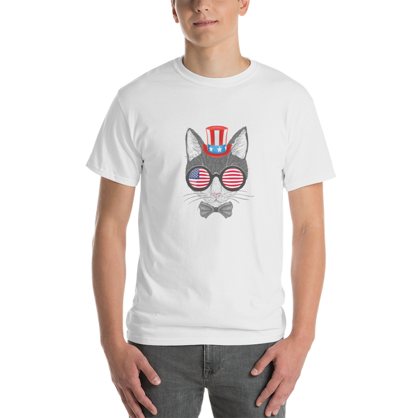 Gray Cat With Hat & Sunnies Men's Tee