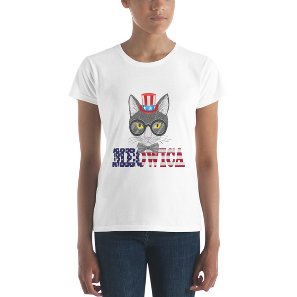 Gray Cat With Hat USA Women's Tee