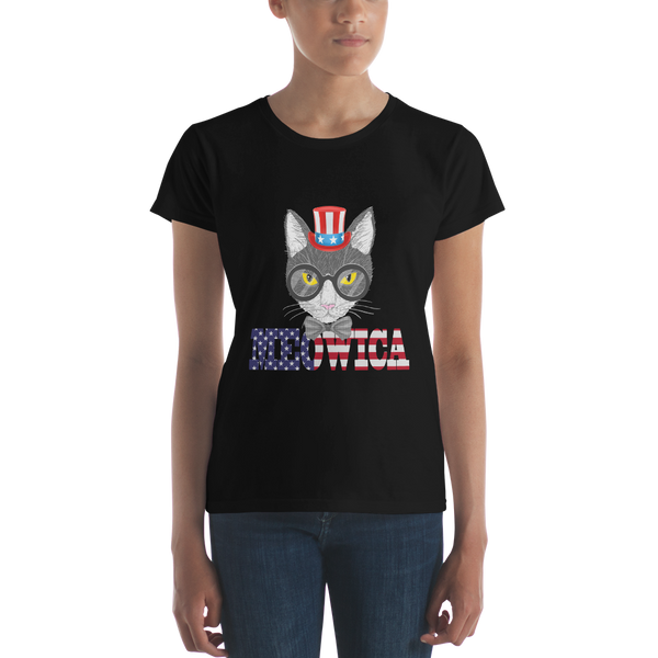 Gray Cat With Hat USA Women's Tee