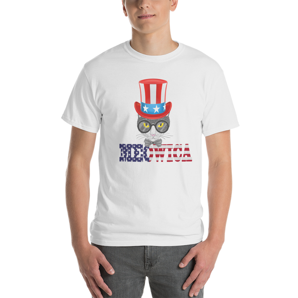 Gray Cat With Big Hat USA Men's Tee