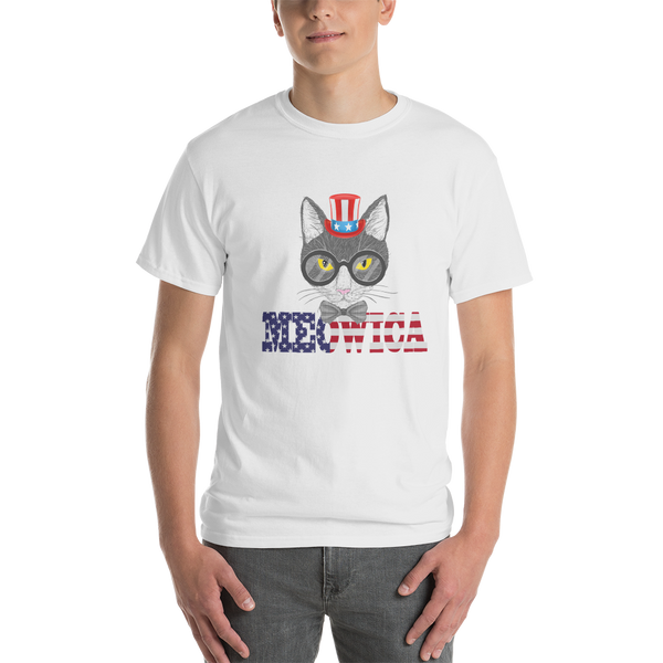 Gray Cat With Hat USA Men's Tee