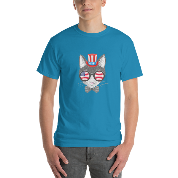 Gray Cat With Hat & Sunnies Men's Tee