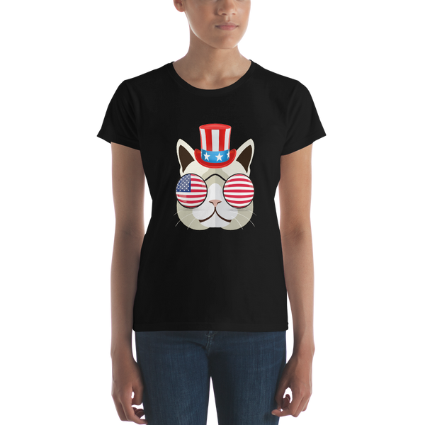 Funky Cat With Hat & Sunnies Women's Tee