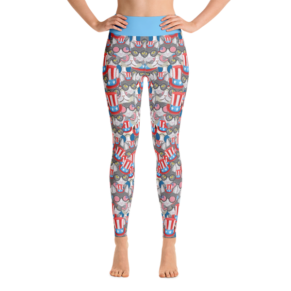 USA Cats Overload Blue Top Yoga Leggings
