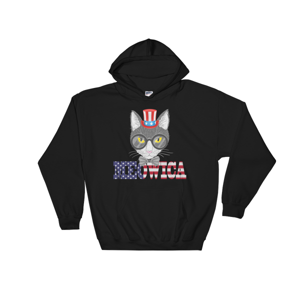 Gray Cat With Hat USA Hoodie