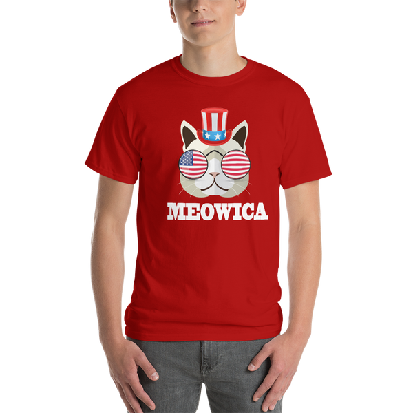 Funky Cat With Hat & Sunnies USA White Men's Tee