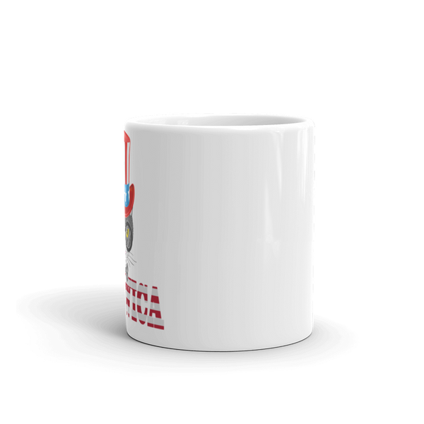 Gray Cat With Big Hat USA Mug