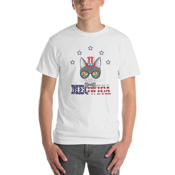 Gray Cat With Hat & Stars USA Men's Tee