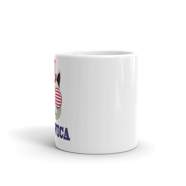 Funky Cat With Hat & Sunnies USA Blue Mug