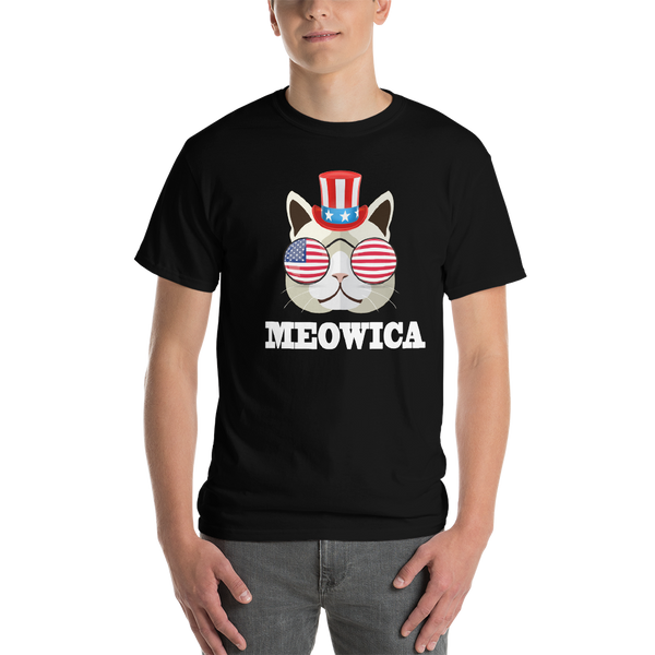 Funky Cat With Hat & Sunnies USA White Men's Tee