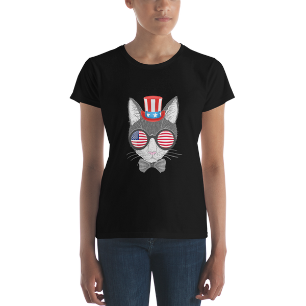 Gray Cat With Hat & Sunnies Women's Tee