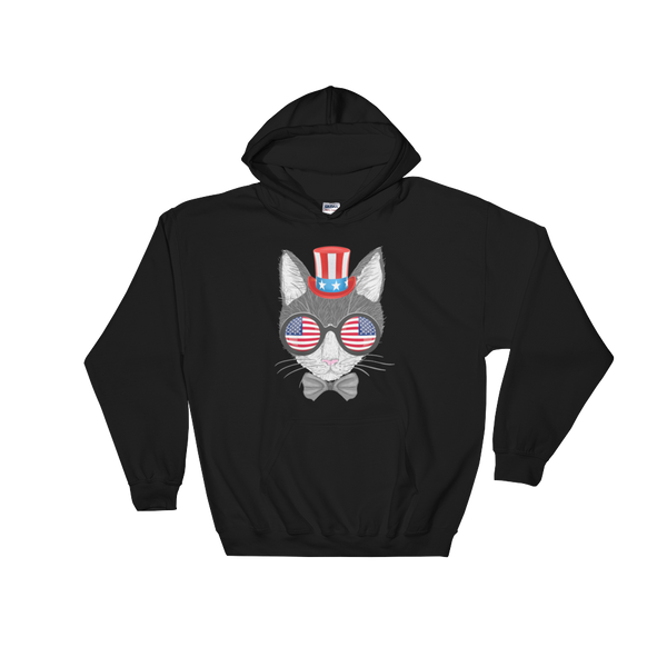 Gray Cat With Hat & Double Sunnies Hoodie