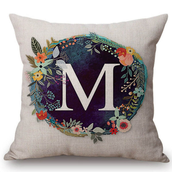 Nordic Floral Letter Pillow Cases
