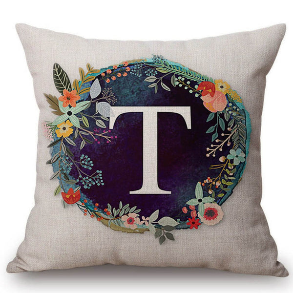 Nordic Floral Letter Pillow Cases