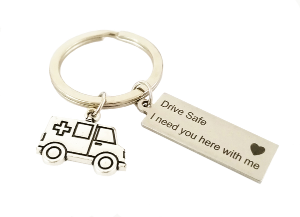 Drive Safe Ambulance Keychain