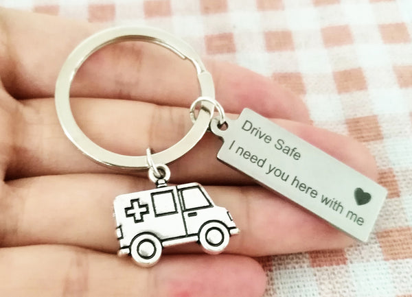 Drive Safe Ambulance Keychain