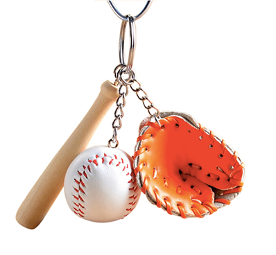 1, 6 or 12 Pcs Baseball Ball, Bat & Glove Keychain