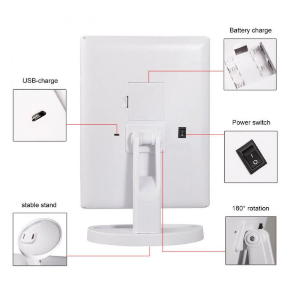 LED Touch Screen Makeup Mirror With Magnification