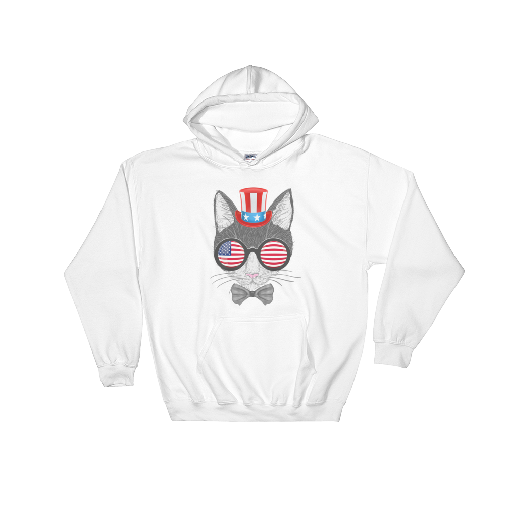 Gray Cat With Hat & Sunnies Hoodie