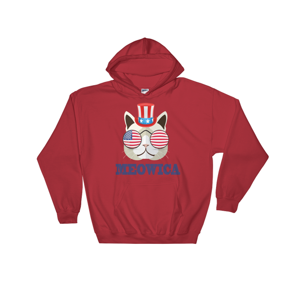 Funky Cat With Hat & Sunnies USA Blue Hoodie