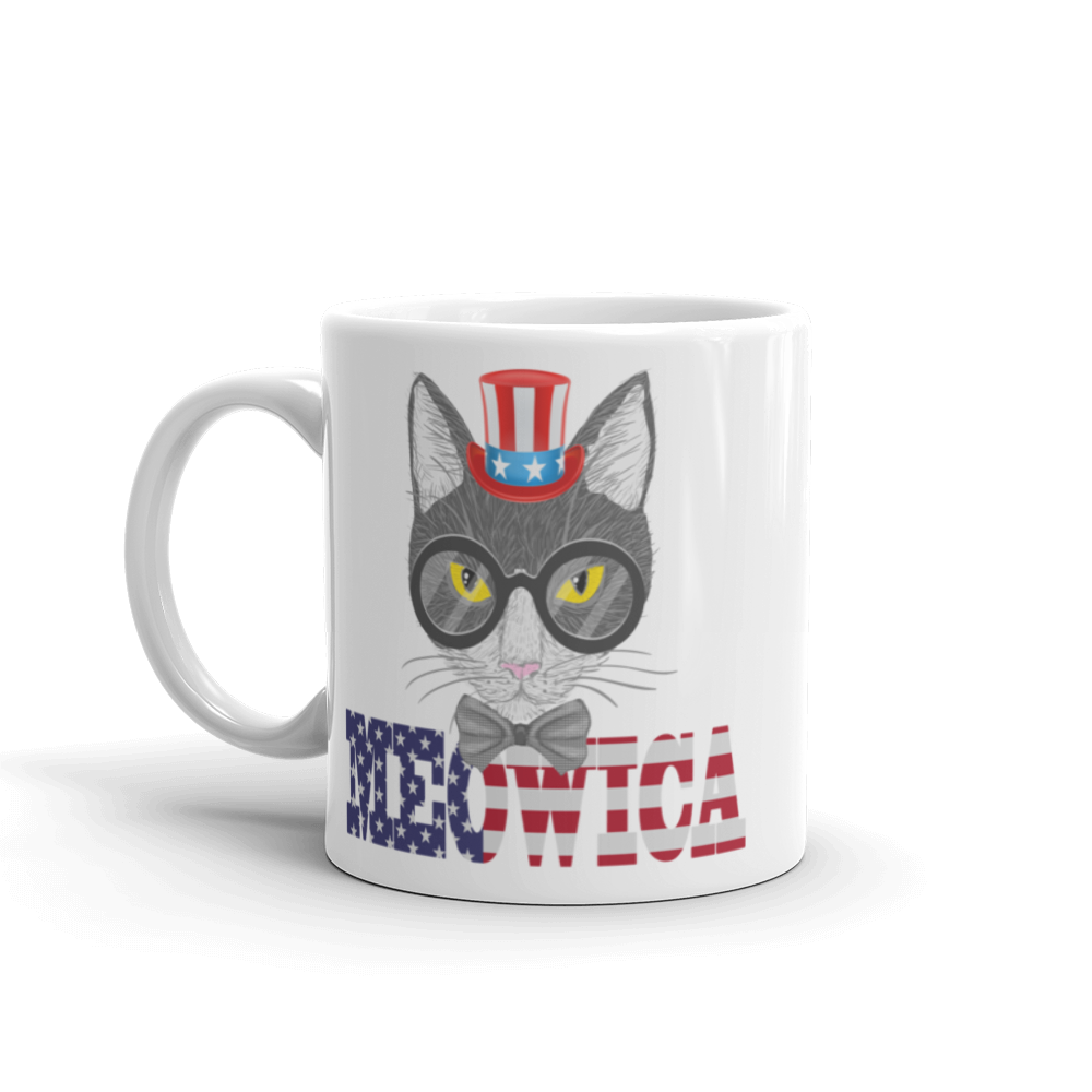 Gray Cat With Hat USA Mug