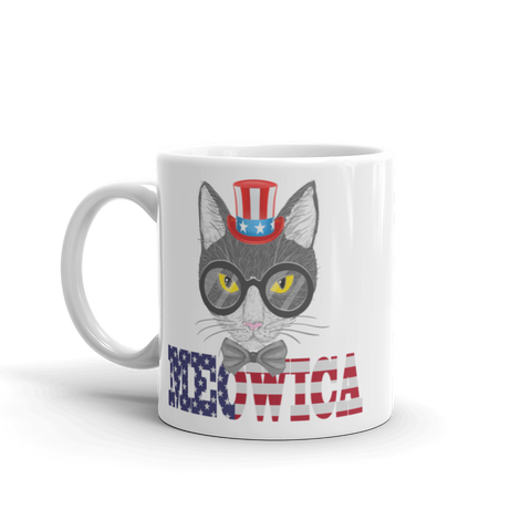 Gray Cat With Hat USA Mug