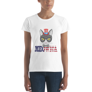 Gray Cat With Hat USA Women's Tee