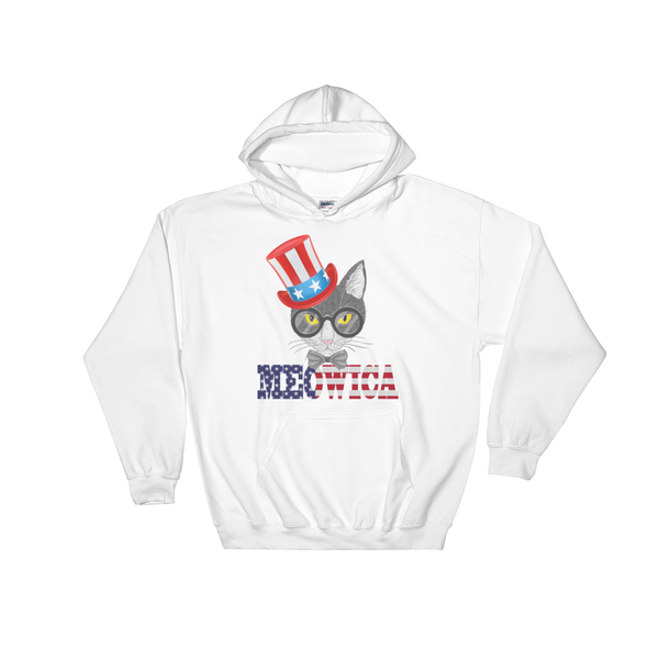 Gray Cat With Hat on Side USA Hoodie