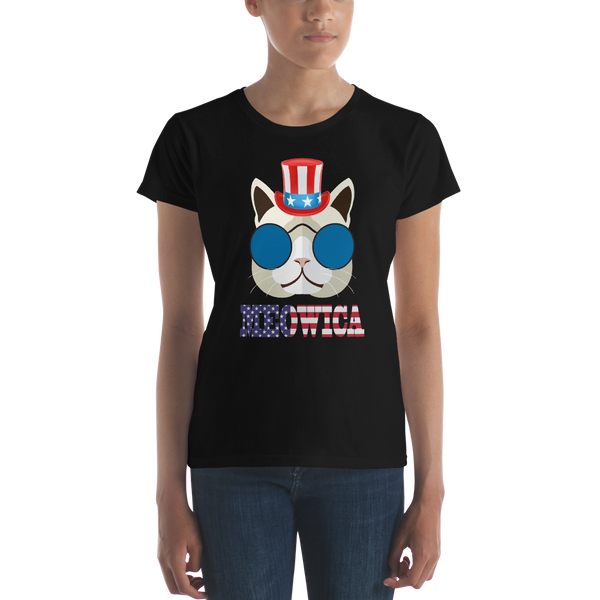 Funky Cat With Hat USA Women's Tee