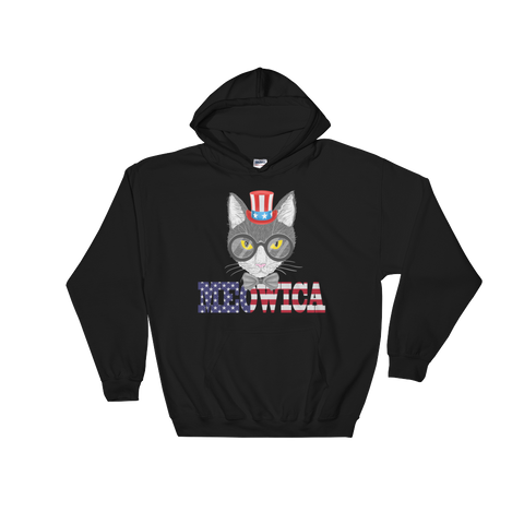 Gray Cat With Hat USA Hoodie